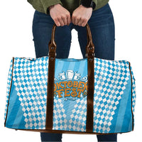 Oktoberfest Travel Bag with Beer Glass Illustration Blue White Diamond - Wonder Print Shop