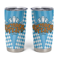 Oktoberfest Tumbler Cup with Beer Glass Illustration Blue White Diamond - Wonder Print Shop