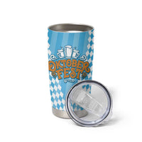 Oktoberfest Tumbler Cup with Beer Glass Illustration Blue White Diamond - Wonder Print Shop