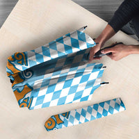 Oktoberfest Umbrella with Beer Glass Illustration Blue White Diamond - Wonder Print Shop