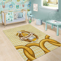 Oktoberfest Area Rug with Beer Bottle and Pretzel Illustration Beige Diamond - Wonder Print Shop