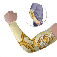 Oktoberfest Arm Sleeves with Beer Bottle and Pretzel Illustration Beige Diamond - Wonder Print Shop