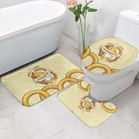 Oktoberfest Bathroom Set with Beer Bottle and Pretzel Illustration Beige Diamond - Wonder Print Shop