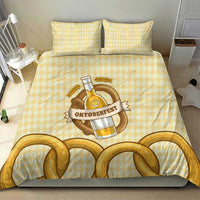 Oktoberfest Bedding Set with Beer Bottle and Pretzel Illustration Beige Diamond - Wonder Print Shop