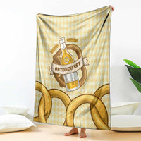 Oktoberfest Blanket with Beer Bottle and Pretzel Illustration Beige Diamond - Wonder Print Shop
