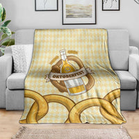 Oktoberfest Blanket with Beer Bottle and Pretzel Illustration Beige Diamond - Wonder Print Shop