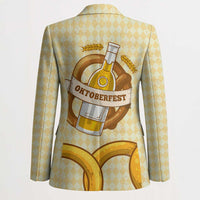 Oktoberfest Blazer with Beer Bottle and Pretzel Illustration Beige Diamond - Wonder Print Shop