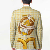 Oktoberfest Blazer with Beer Bottle and Pretzel Illustration Beige Diamond - Wonder Print Shop