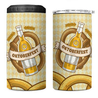 Oktoberfest 4 in 1 Can Cooler Tumbler with Beer Bottle and Pretzel Illustration Beige Diamond - Wonder Print Shop