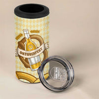 Oktoberfest 4 in 1 Can Cooler Tumbler with Beer Bottle and Pretzel Illustration Beige Diamond - Wonder Print Shop