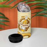 Oktoberfest 4 in 1 Can Cooler Tumbler with Beer Bottle and Pretzel Illustration Beige Diamond - Wonder Print Shop