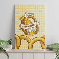 Oktoberfest Canvas Wall Art with Beer Bottle and Pretzel Illustration Beige Diamond - Wonder Print Shop