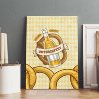 Oktoberfest Canvas Wall Art with Beer Bottle and Pretzel Illustration Beige Diamond - Wonder Print Shop