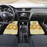 Oktoberfest Car Mats with Beer Bottle and Pretzel Illustration Beige Diamond - Wonder Print Shop
