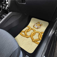 Oktoberfest Car Mats with Beer Bottle and Pretzel Illustration Beige Diamond - Wonder Print Shop