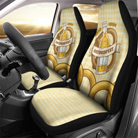 Oktoberfest Car Seat Cover with Beer Bottle and Pretzel Illustration Beige Diamond - Wonder Print Shop