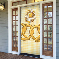 Oktoberfest Door Cover with Beer Bottle and Pretzel Illustration Beige Diamond - Wonder Print Shop