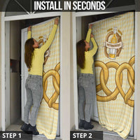 Oktoberfest Door Cover with Beer Bottle and Pretzel Illustration Beige Diamond - Wonder Print Shop