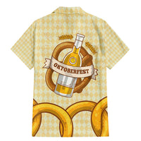 Oktoberfest Family Matching Mermaid Dress and Hawaiian Shirt with Beer Bottle and Pretzel Illustration Beige Diamond - Wonder Print Shop