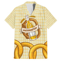 Oktoberfest Family Matching Short Sleeve Bodycon Dress and Hawaiian Shirt with Beer Bottle and Pretzel Illustration Beige Diamond - Wonder Print Shop