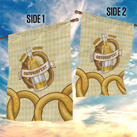 Oktoberfest Garden Flag with Beer Bottle and Pretzel Illustration Beige Diamond - Wonder Print Shop