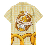 Oktoberfest Hawaiian Shirt with Beer Bottle and Pretzel Illustration Beige Diamond - Wonder Print Shop