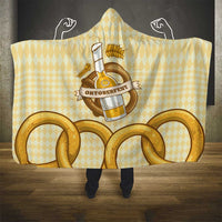 Oktoberfest Hooded Blanket with Beer Bottle and Pretzel Illustration Beige Diamond - Wonder Print Shop