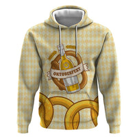 Oktoberfest Hoodie with Beer Bottle and Pretzel Illustration Beige Diamond - Wonder Print Shop