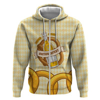 Oktoberfest Hoodie with Beer Bottle and Pretzel Illustration Beige Diamond - Wonder Print Shop