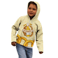 Oktoberfest Kid Hoodie with Beer Bottle and Pretzel Illustration Beige Diamond - Wonder Print Shop