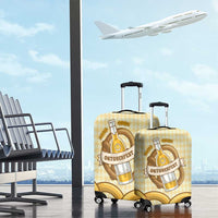 Oktoberfest Luggage Cover with Beer Bottle and Pretzel Illustration Beige Diamond - Wonder Print Shop