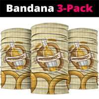 Oktoberfest Neck Gaiter with Beer Bottle and Pretzel Illustration Beige Diamond - Wonder Print Shop