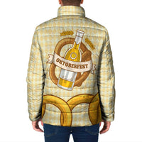 Oktoberfest Padded Jacket with Beer Bottle and Pretzel Illustration Beige Diamond - Wonder Print Shop