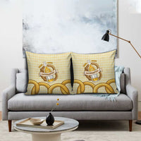 Oktoberfest Pillow Cover with Beer Bottle and Pretzel Illustration Beige Diamond - Wonder Print Shop