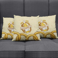 Oktoberfest Pillow Cover with Beer Bottle and Pretzel Illustration Beige Diamond - Wonder Print Shop