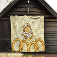Oktoberfest Quilt with Beer Bottle and Pretzel Illustration Beige Diamond - Wonder Print Shop