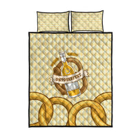 Oktoberfest Quilt Bed Set with Beer Bottle and Pretzel Illustration Beige Diamond - Wonder Print Shop