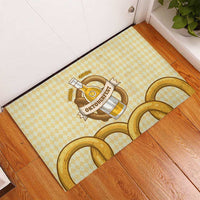 Oktoberfest Rubber Doormat with Beer Bottle and Pretzel Illustration Beige Diamond - Wonder Print Shop