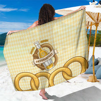Oktoberfest Sarong with Beer Bottle and Pretzel Illustration Beige Diamond - Wonder Print Shop