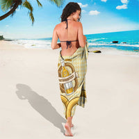 Oktoberfest Sarong with Beer Bottle and Pretzel Illustration Beige Diamond - Wonder Print Shop