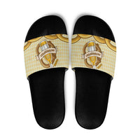 Oktoberfest Slide Sandals with Beer Bottle and Pretzel Illustration Beige Diamond - Wonder Print Shop