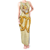 Oktoberfest Tank Maxi Dress with Beer Bottle and Pretzel Illustration Beige Diamond - Wonder Print Shop