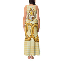 Oktoberfest Tank Maxi Dress with Beer Bottle and Pretzel Illustration Beige Diamond - Wonder Print Shop