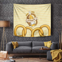 Oktoberfest Tapestry with Beer Bottle and Pretzel Illustration Beige Diamond - Wonder Print Shop