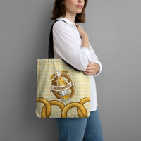 Oktoberfest Tote Bag with Beer Bottle and Pretzel Illustration Beige Diamond - Wonder Print Shop