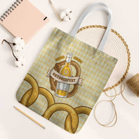 Oktoberfest Tote Bag with Beer Bottle and Pretzel Illustration Beige Diamond - Wonder Print Shop