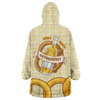 Oktoberfest Wearable Blanket Hoodie with Beer Bottle and Pretzel Illustration Beige Diamond - Wonder Print Shop