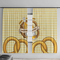 Oktoberfest Window Curtain with Beer Bottle and Pretzel Illustration Beige Diamond - Wonder Print Shop