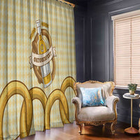 Oktoberfest Window Curtain with Beer Bottle and Pretzel Illustration Beige Diamond - Wonder Print Shop