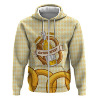 Oktoberfest Zip Hoodie with Beer Bottle and Pretzel Illustration Beige Diamond - Wonder Print Shop